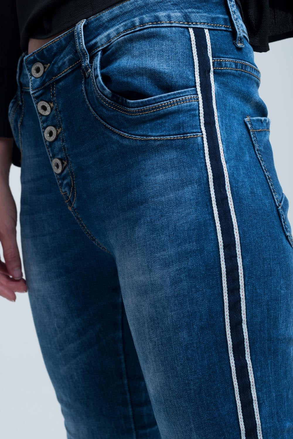 Jean skinny with stripes on the side
