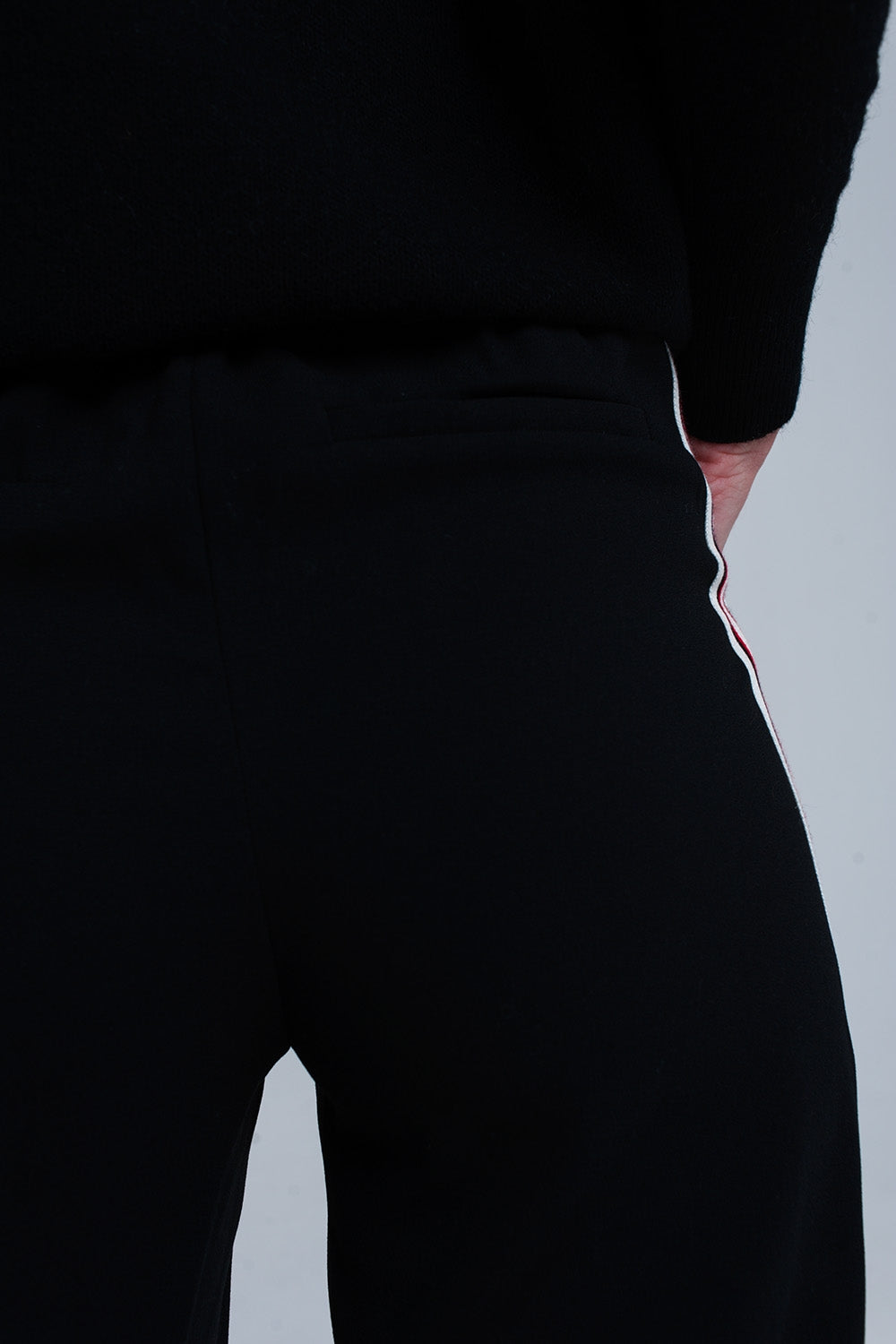 Black pants with stripe detail