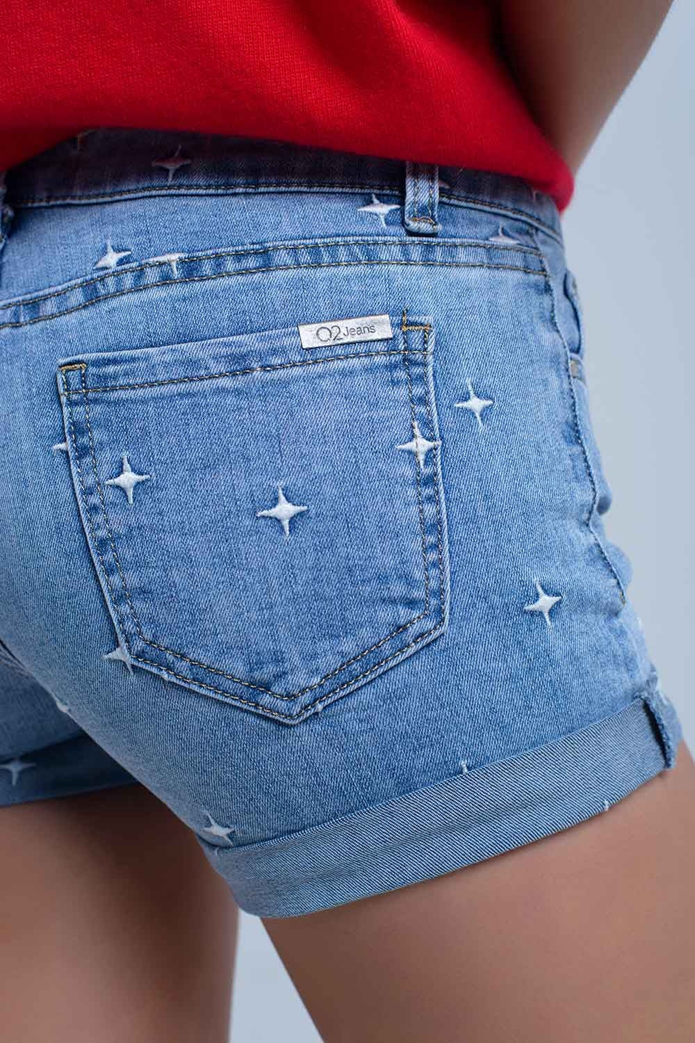 Denim shorts with stars detail