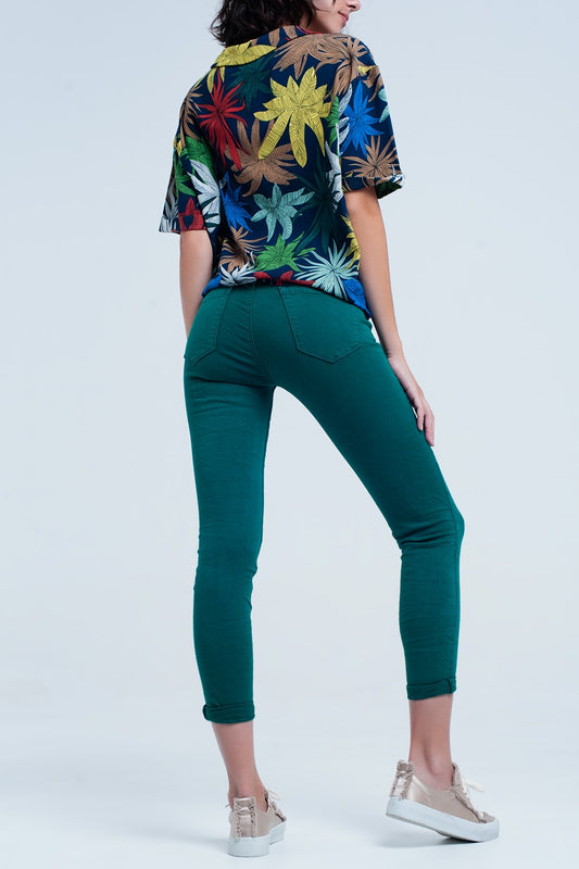 Skinny green elastic jeans - Coloured Jeans