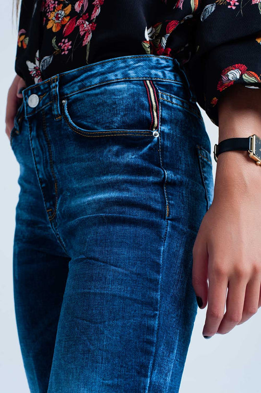 Blue wrinkled high-waist skinny jeans - Denim