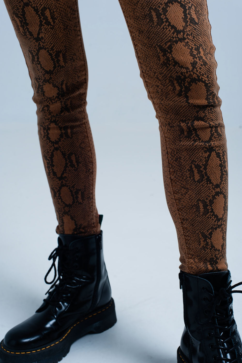 Orange Skinny Pants in Snake Print - Coloured Jeans