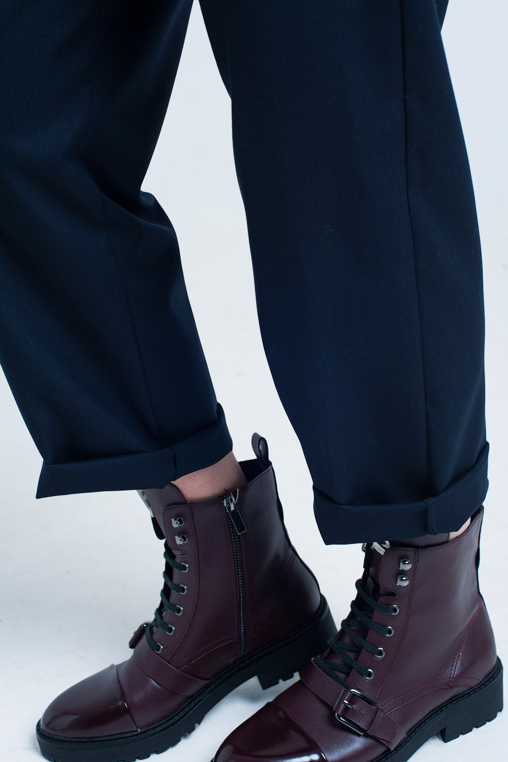Navy Wide Pants with Bow Tie