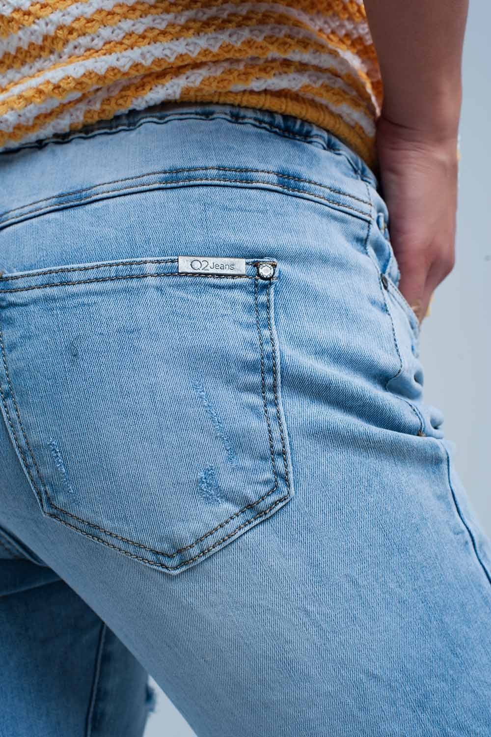Light Wash Jogger with Drawstring Waistband - Denim
