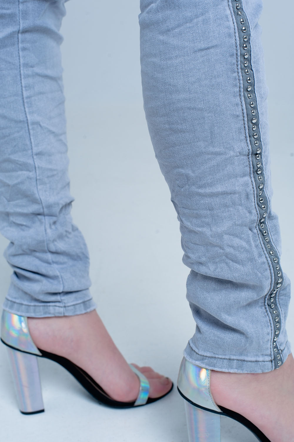 grey jeans with detail metalic - Denim
