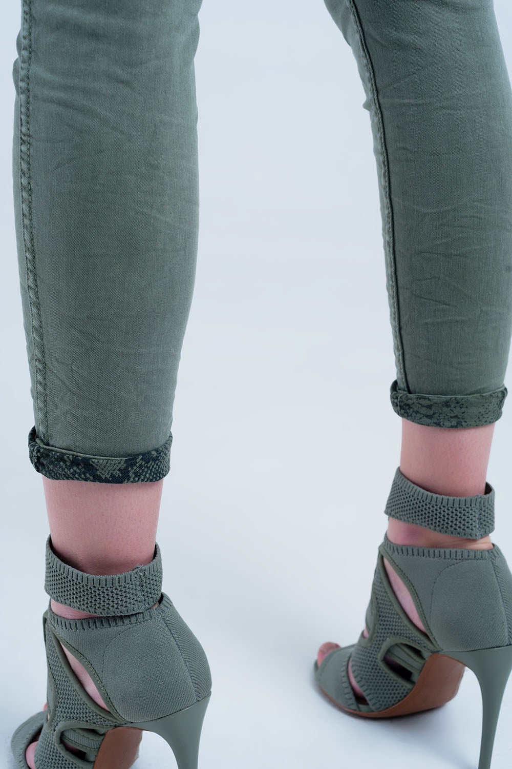 Green skinny reversible jeans with snake print - Coloured Jeans