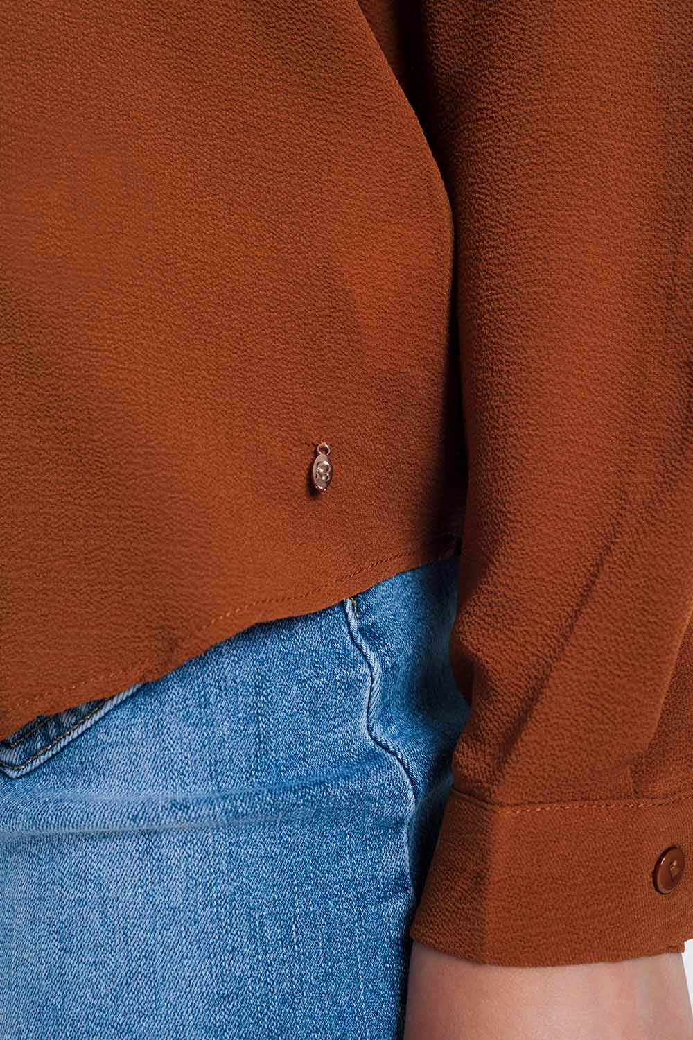 Front detail insert blouse orange