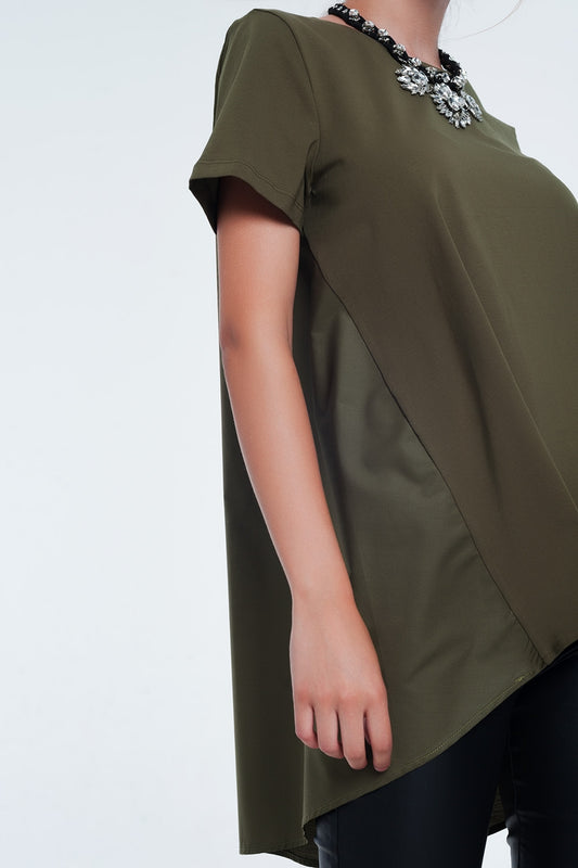 T-shirt dress in khaki - top