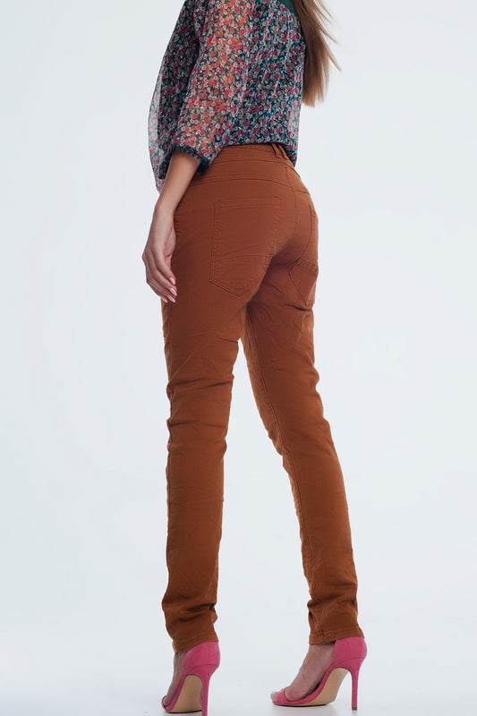 Drop crotch skinny jean in Orange - Coloured Jeans