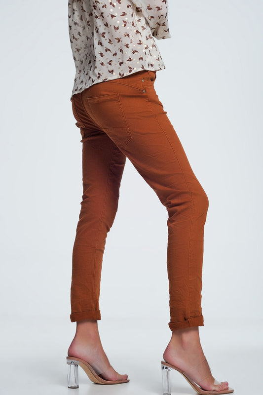 Orange jeans with button closure - Coloured Jeans