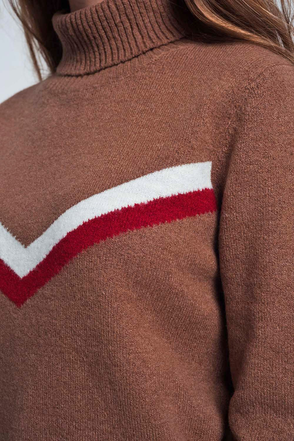 sweater with chevron detail in brown
