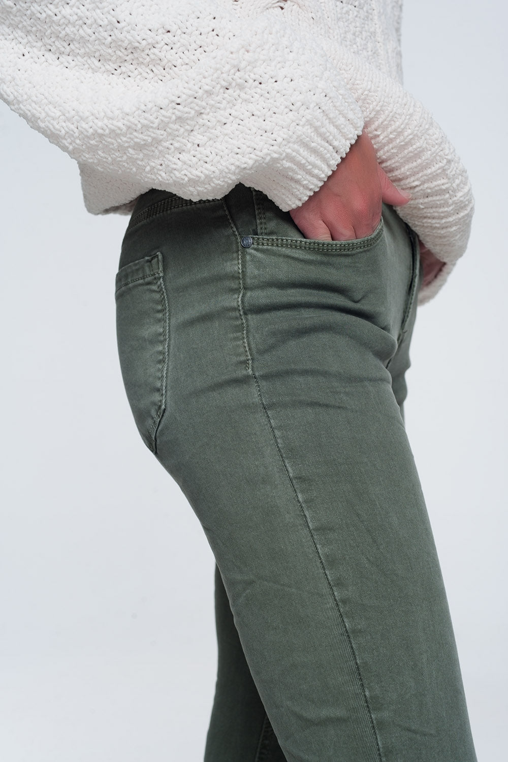 High waisted skinny jeans in green - Coloured Jeans