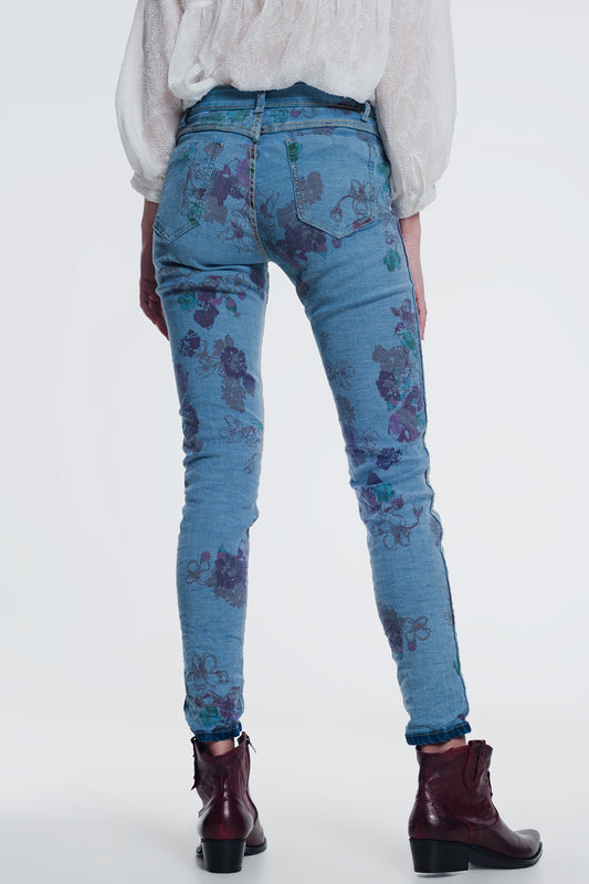 reversible wrinkled denim skinny jeans - Denim