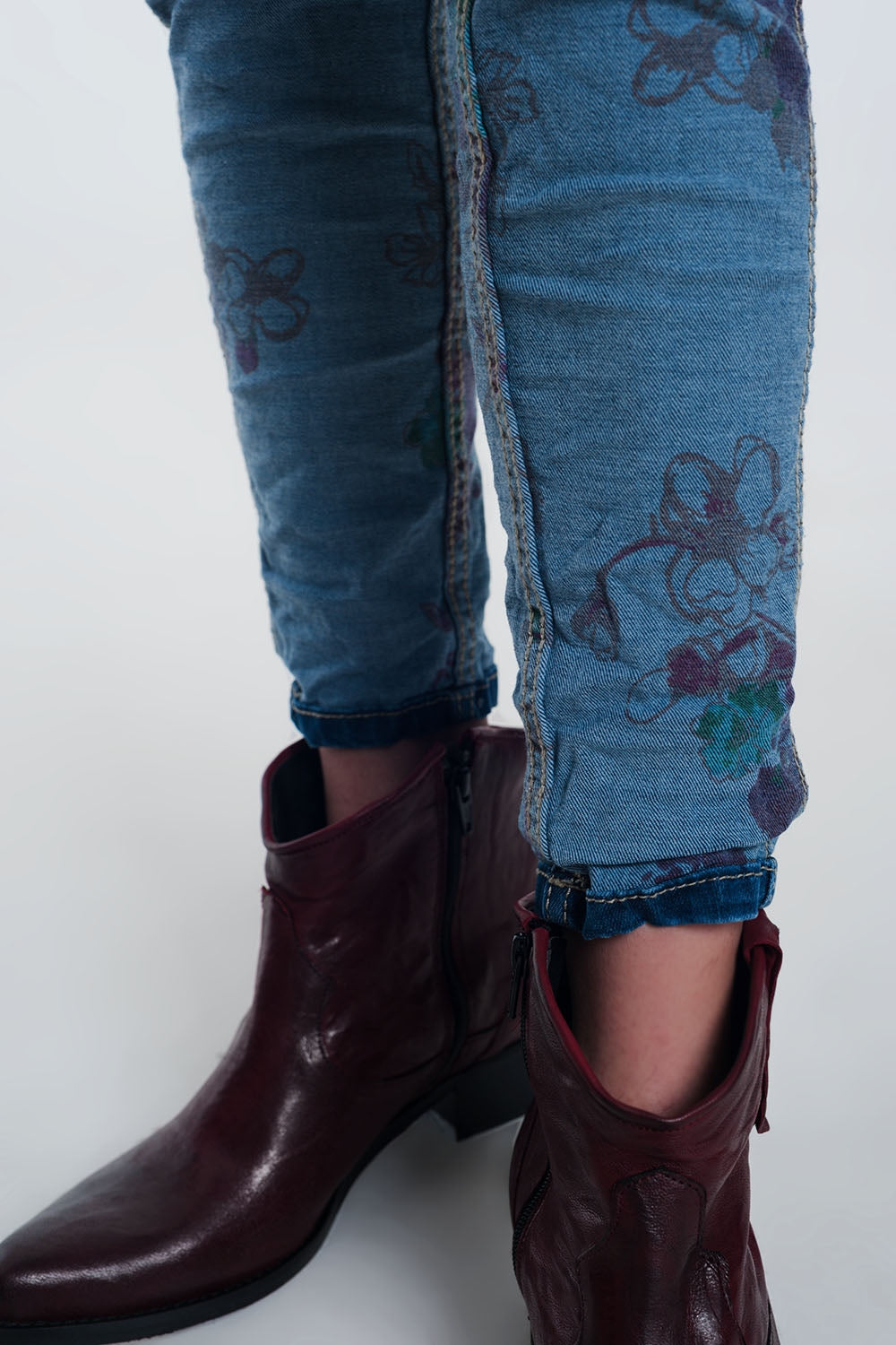 reversible wrinkled denim skinny jeans