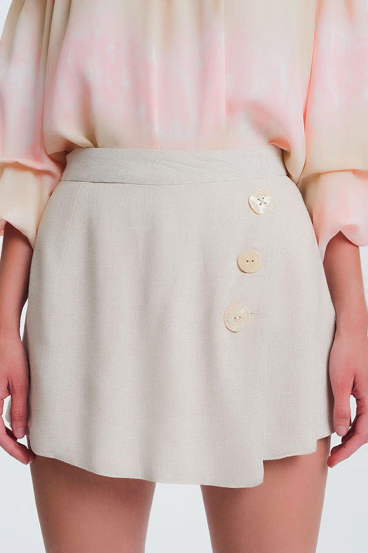 button detail shorts - trousers