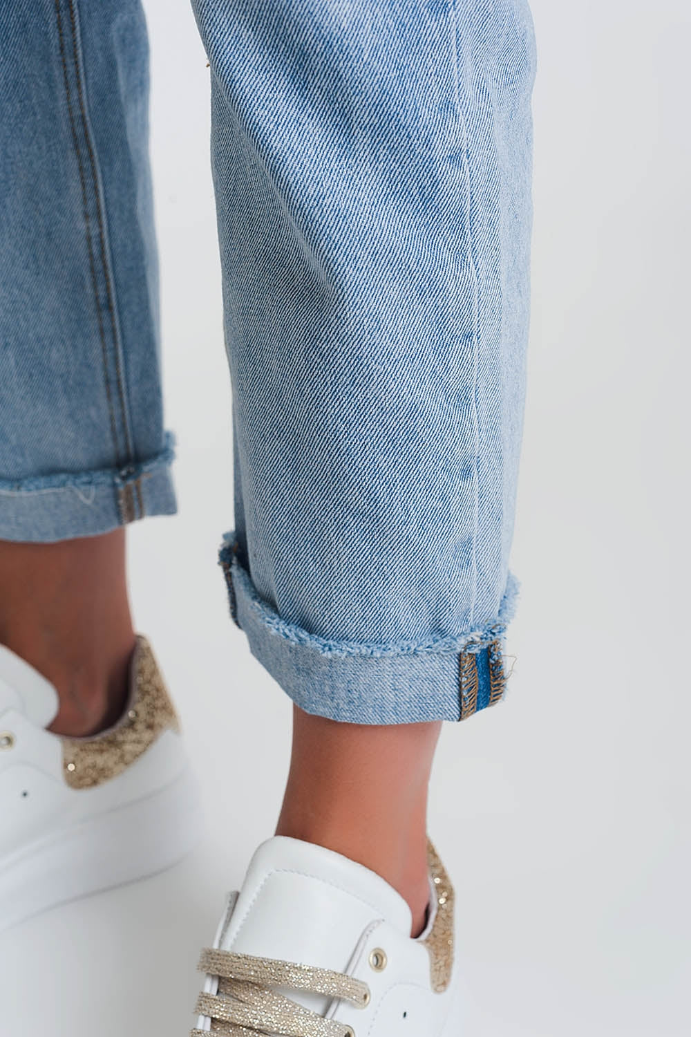 ripped straight jeans in light denim
