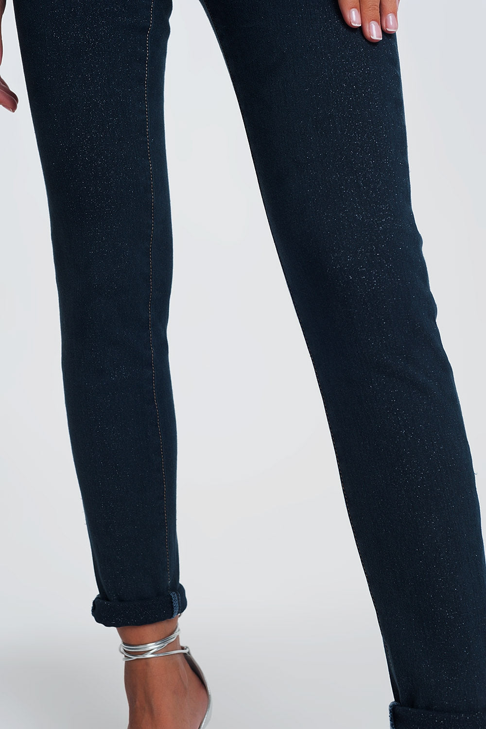 Sparkley high waist jean in dark wash - Denim