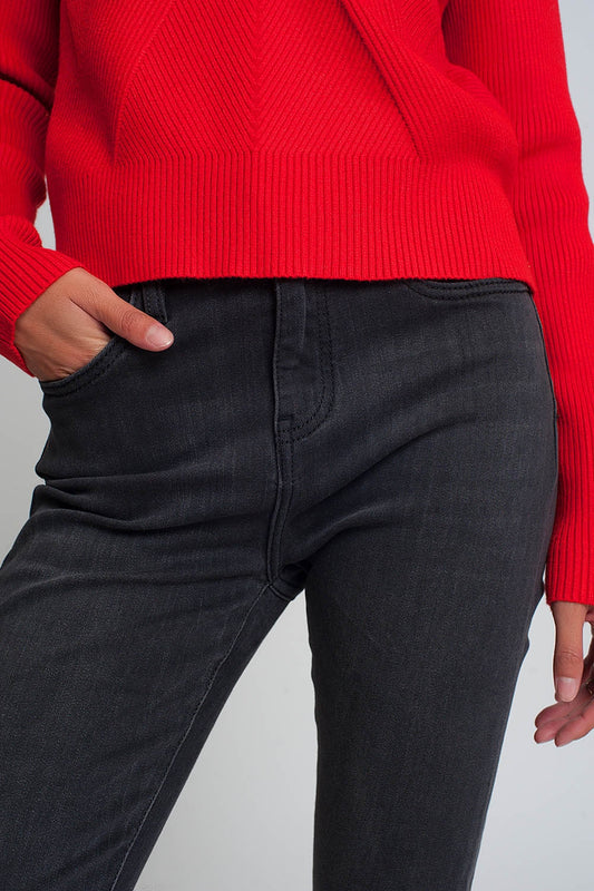 High waisted skinny jeans in black - Denim