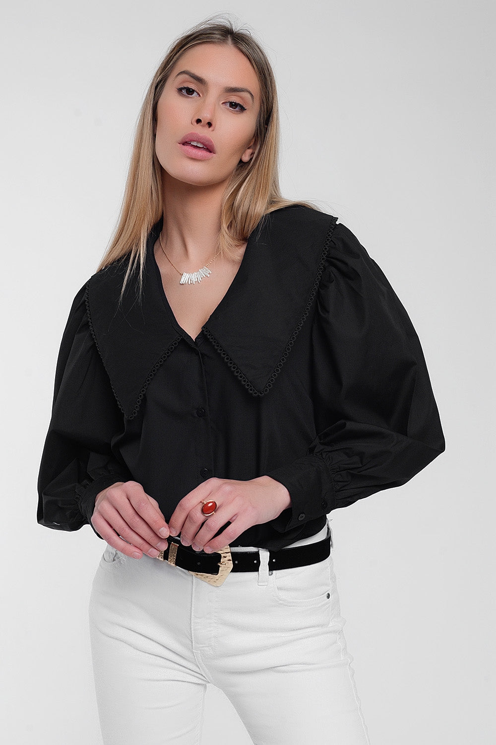 Oversized collared shirt in black - Shirts