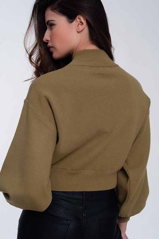 Neck crop jumper in green - jumper