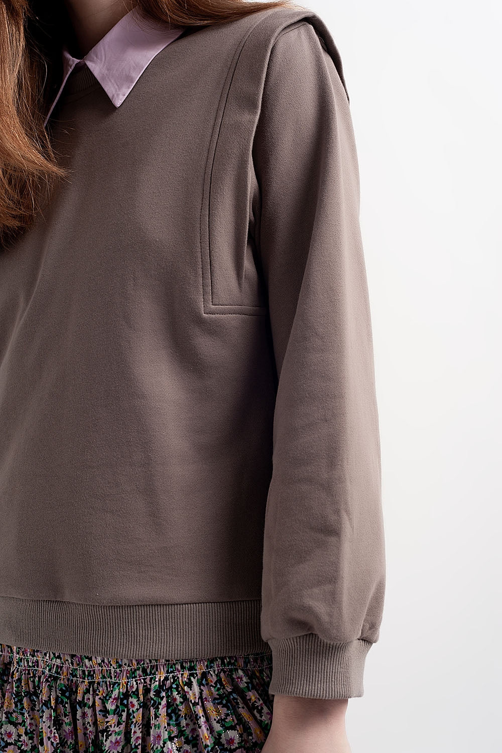 Boyfriend sweatshirt with shoulder details in gray