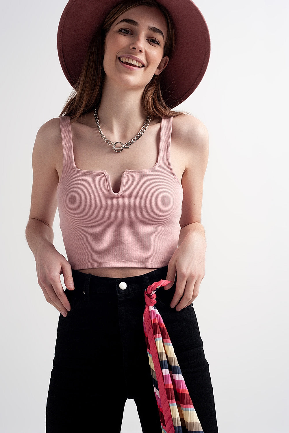 Rib crop top in pink blush - top