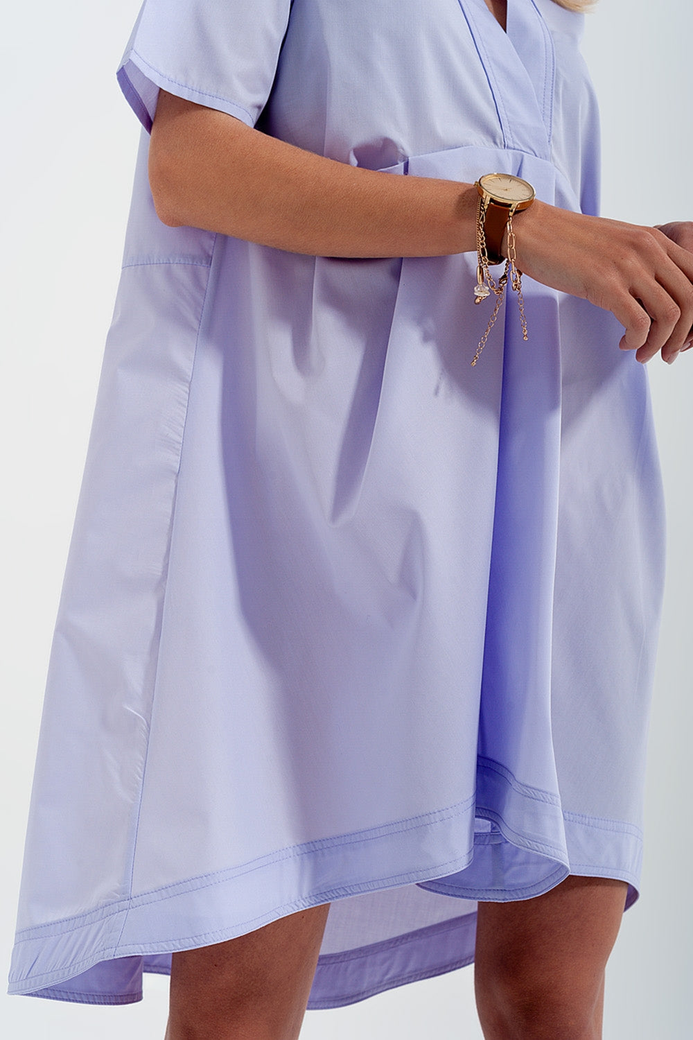 High-low dress with empire waistline in lilac - dress