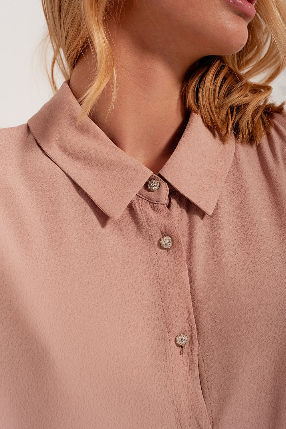 Tiered hem shirt dress in light pink - dress