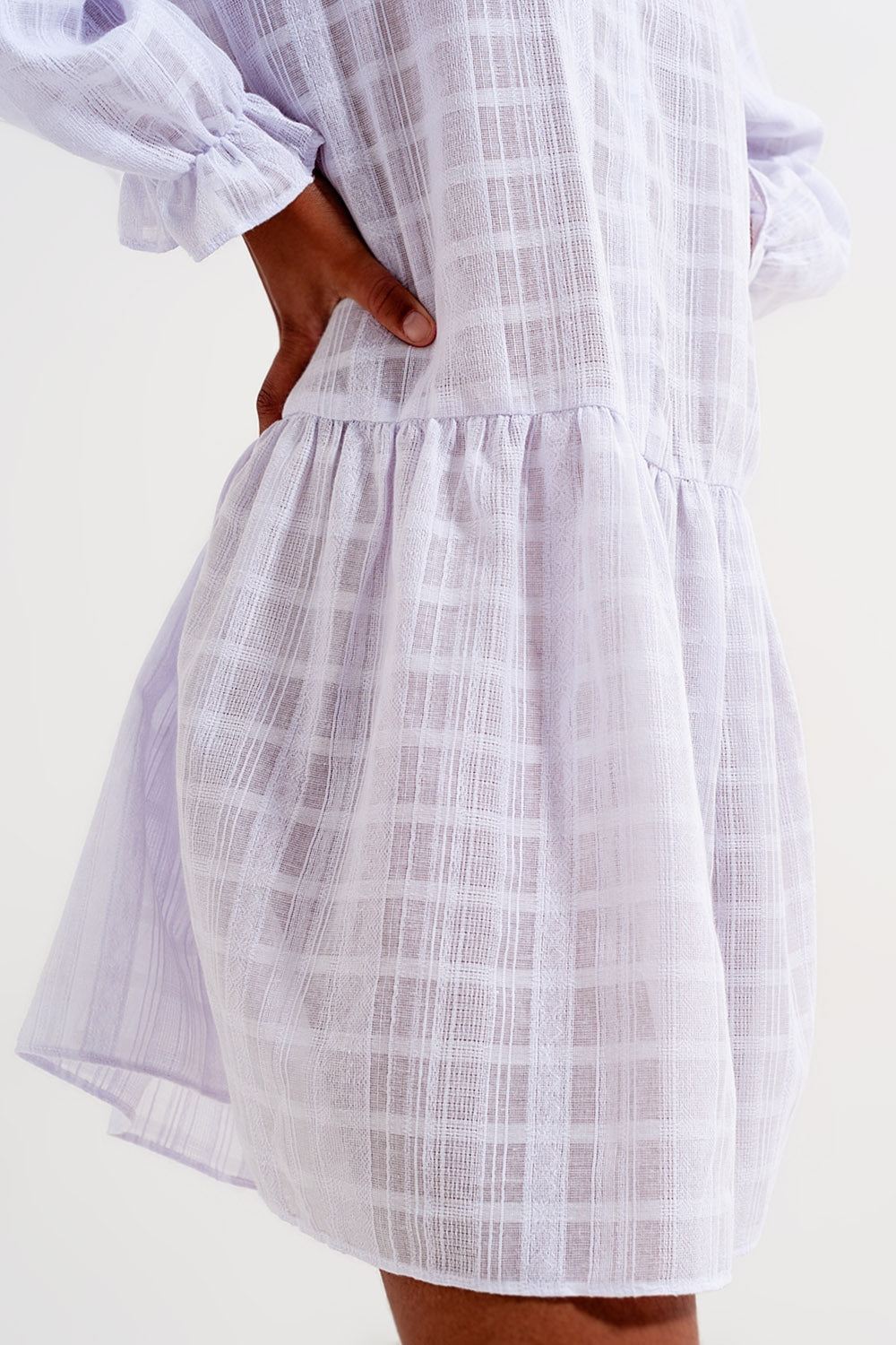 Voluminous mini dress with ruffles in white - dress