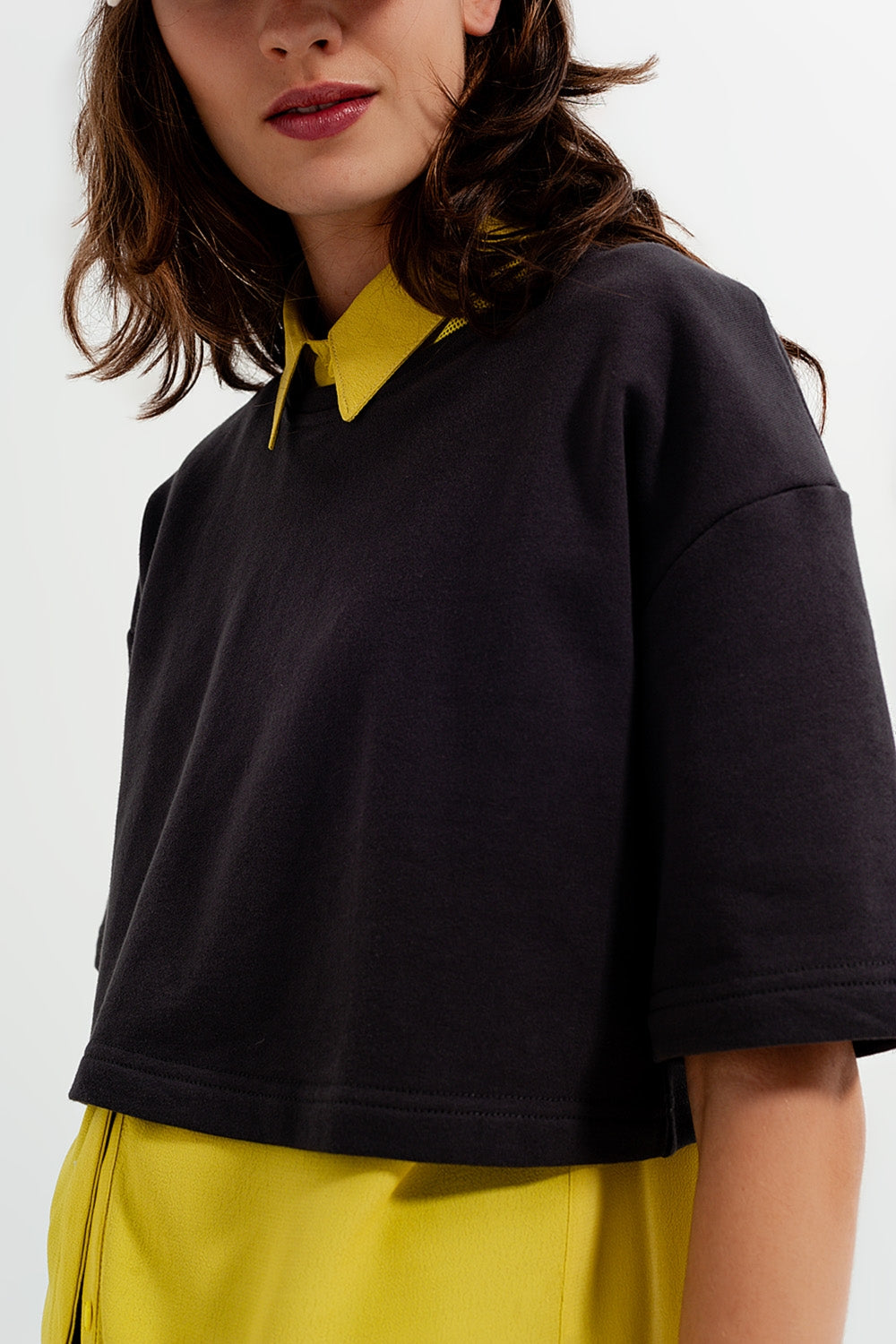 T shirt crop top dark grey - top