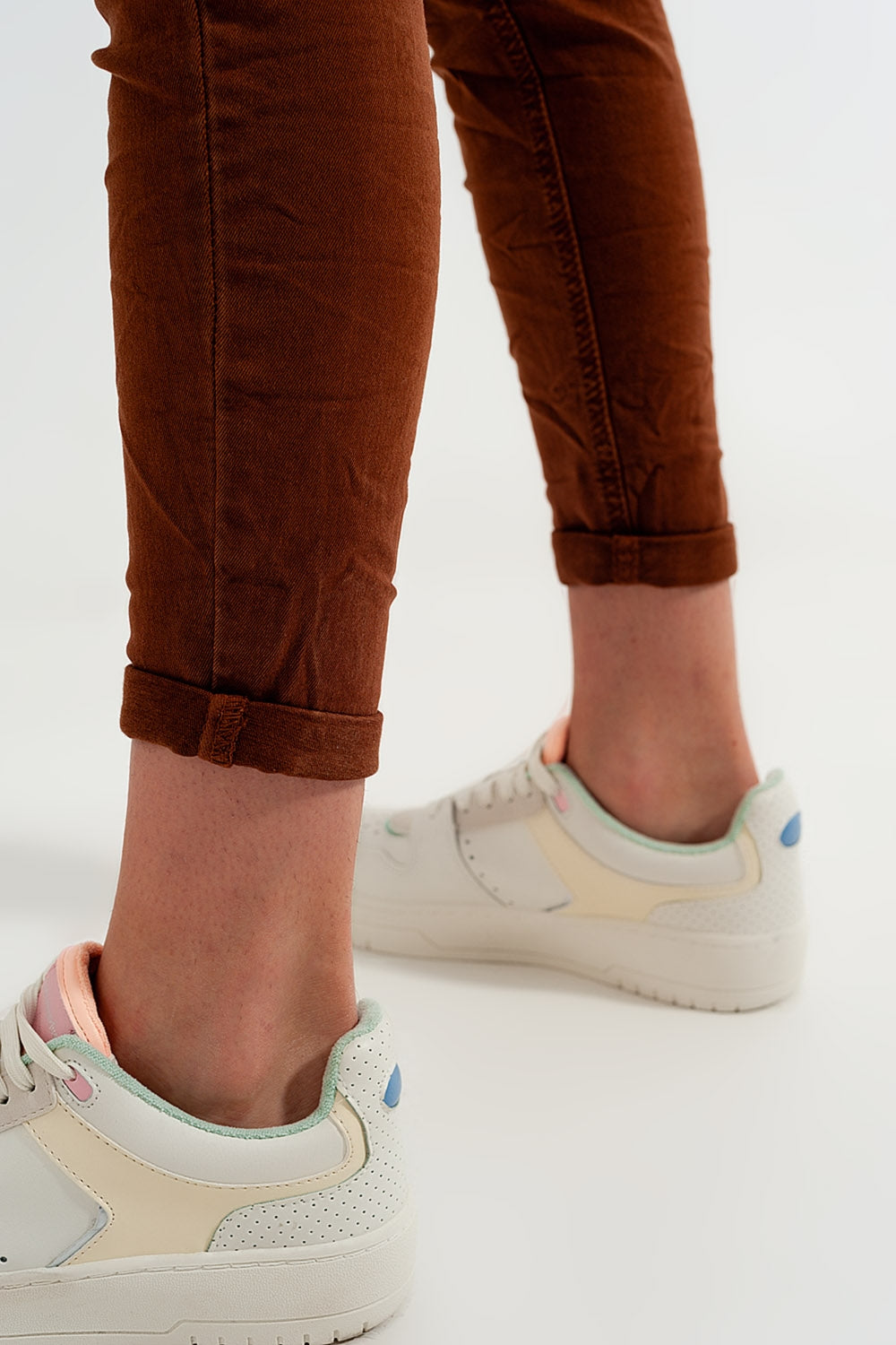 High waisted super skinny pants in camel - Coloured Jeans