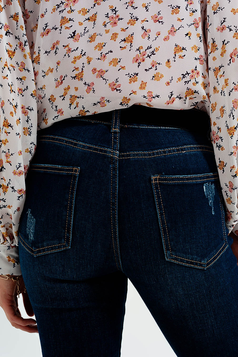 dark denin flared jeans - Denim