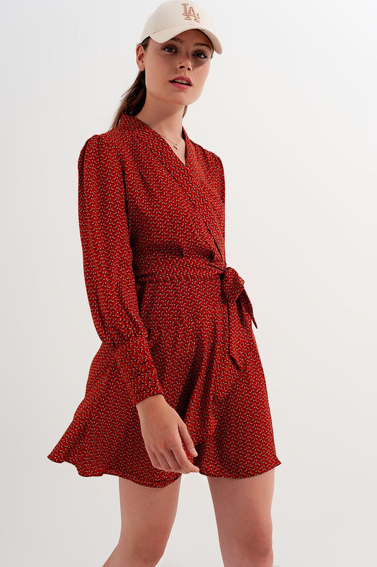 Wrap mini dress in geo print - dress