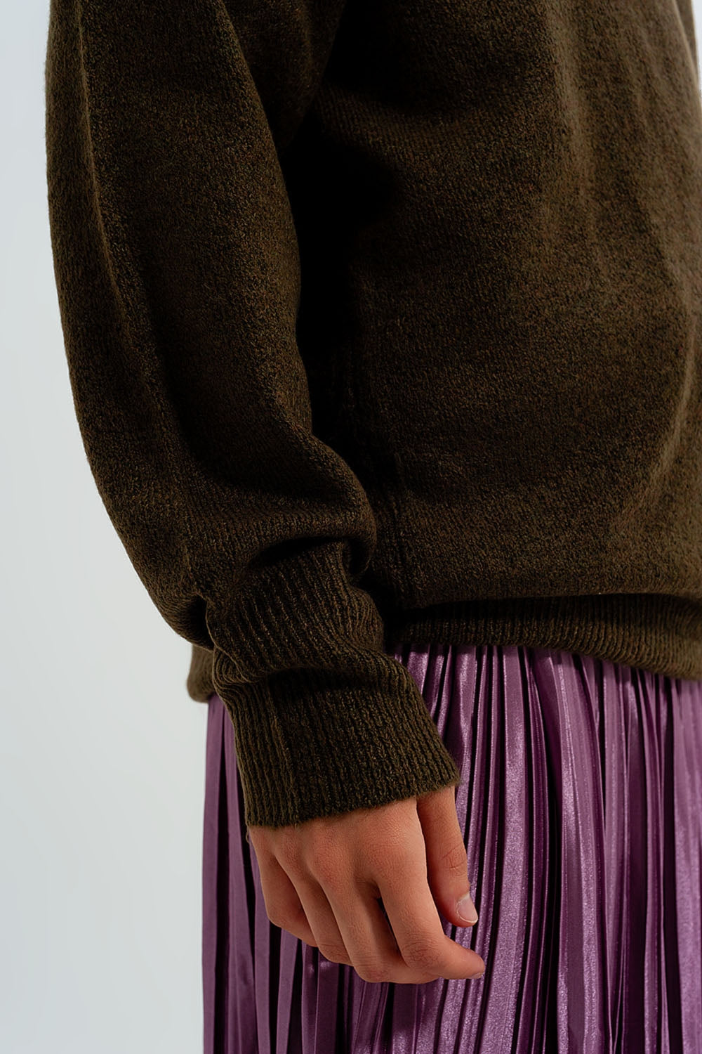V neck hoodie jumper in green