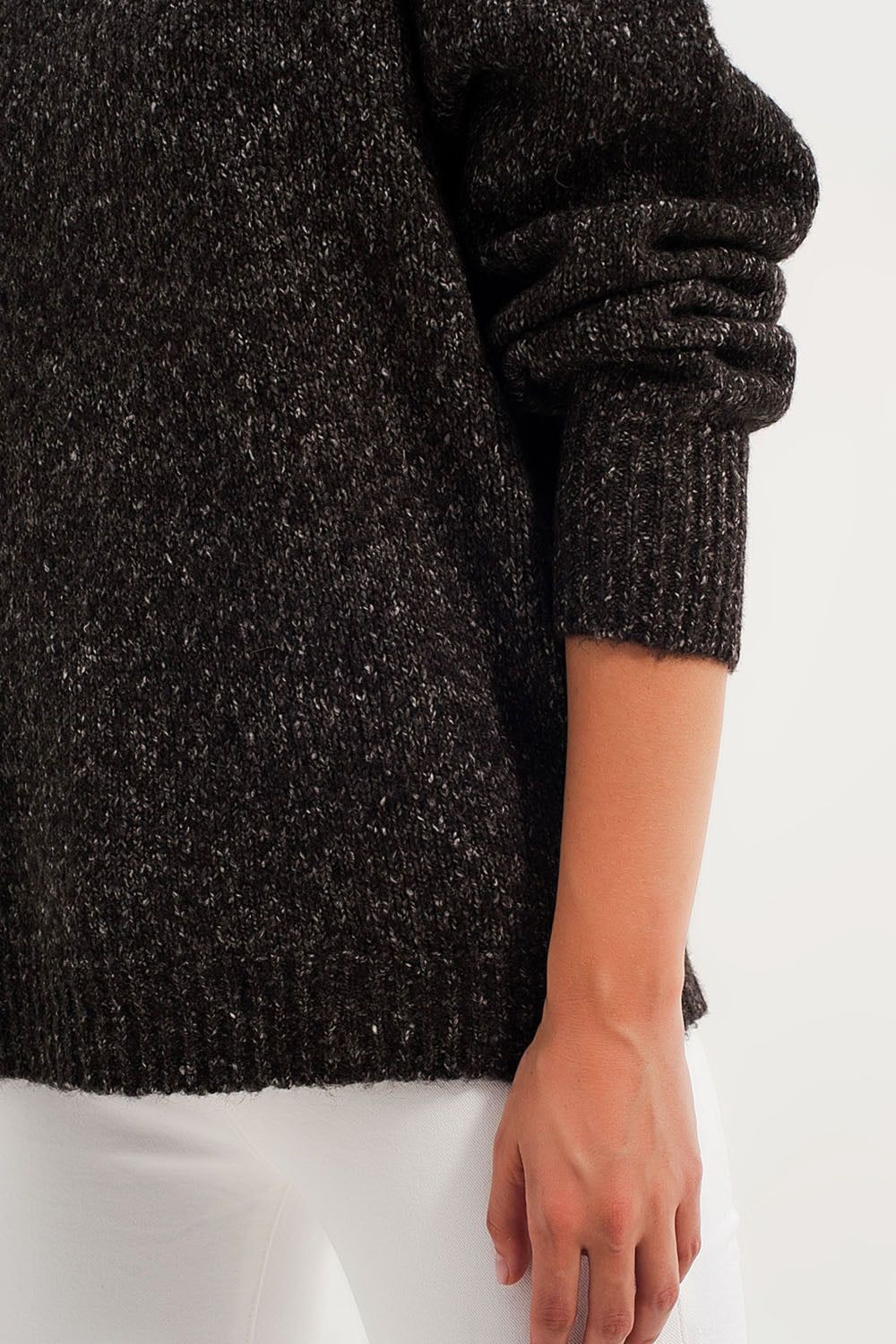 Black sweater with round collar