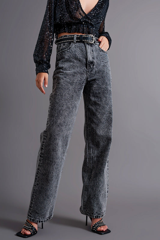 Mom jeans with high waist in black - Denim