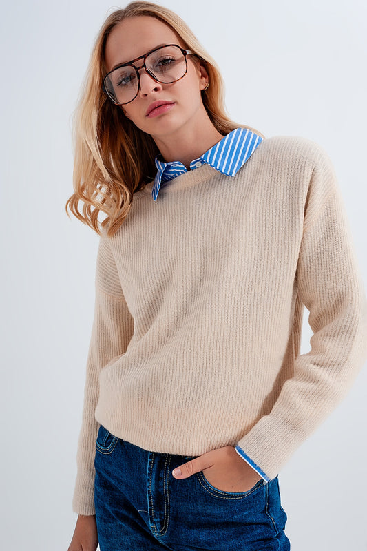 Beige crew neck jumper - jumper