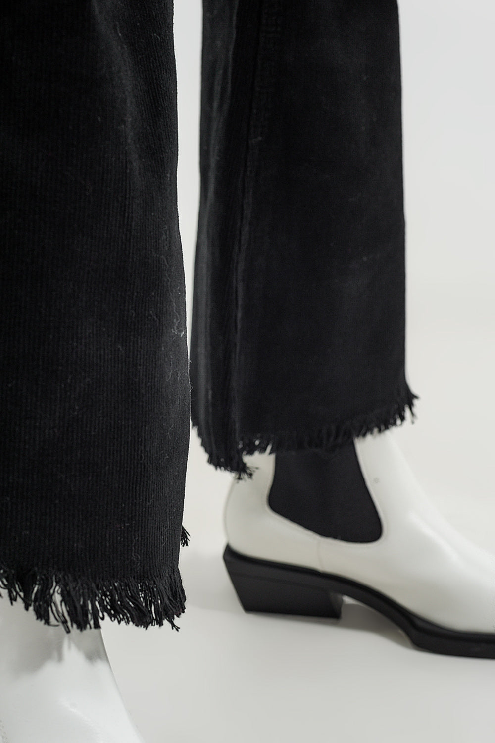 Stretchy cord flared trouser in black - trousers, Coloured Jeans