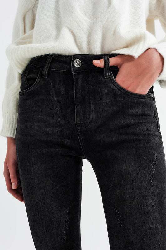 Skinny jeans with ankle zip in black wash - Coloured Jeans