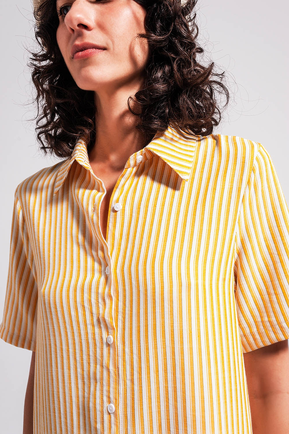 Stripe print mini dress in yellow - dress