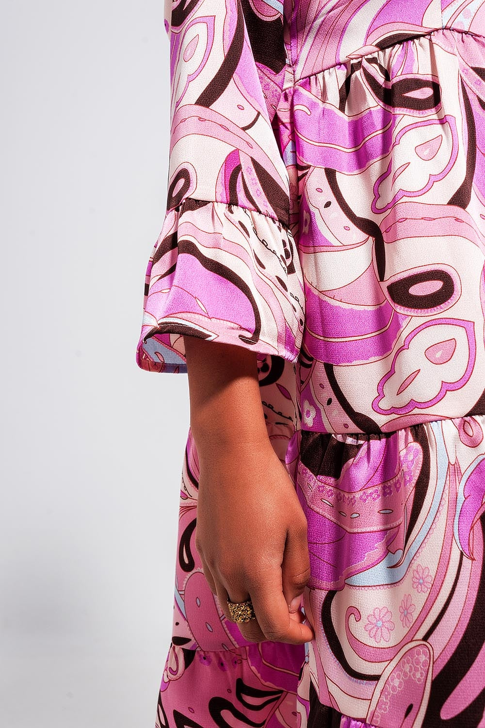 3/4 sleeve mini dress in pink - dress