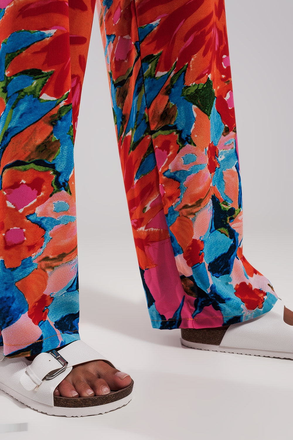 Elastic back pants in bright floral - trousers