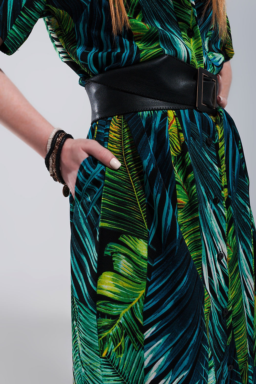 Maxi shirt dress in tropical print - dress