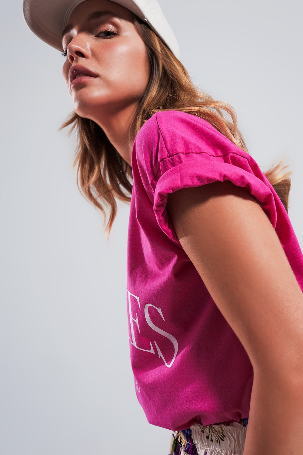 Los Angeles slogan t shirt in fuchsia - top