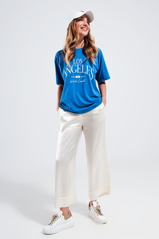 Los Angeles slogan t shirt in blue - top