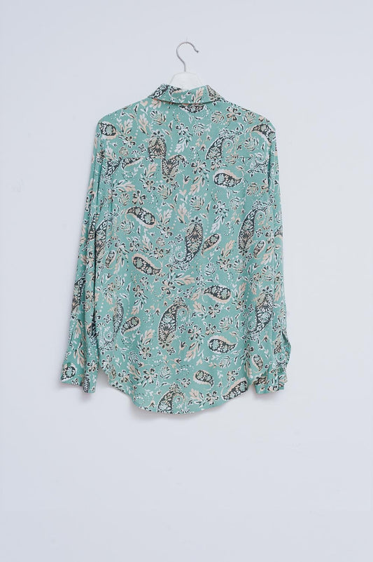 Long sleeve shirt in green mixed paisley floral print - Shirts