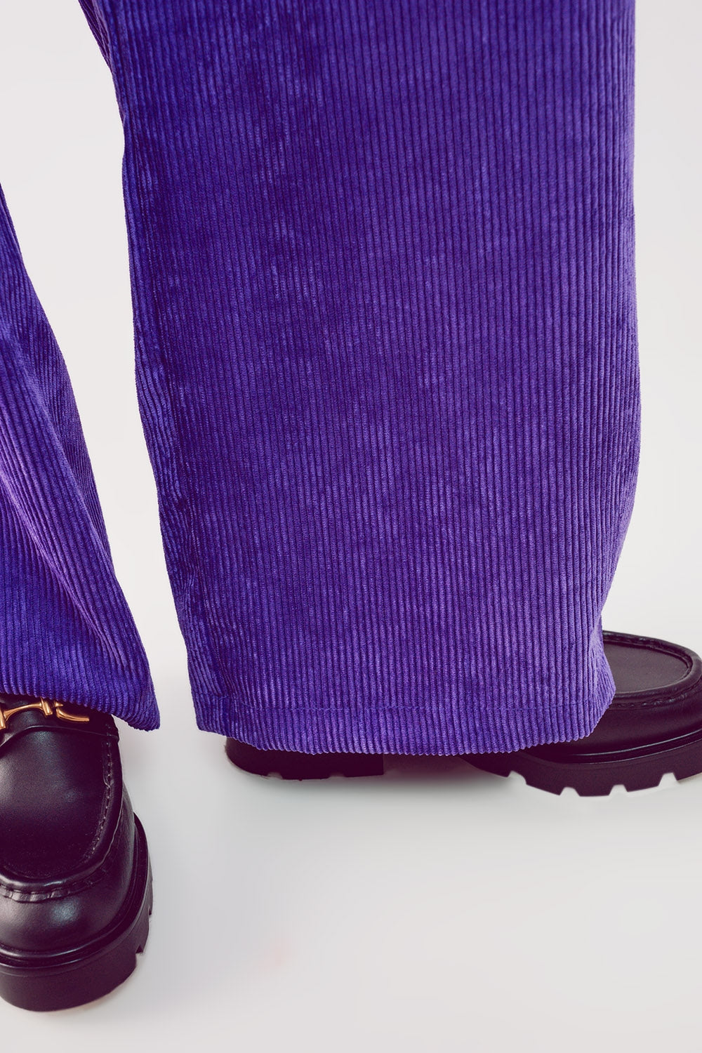 High rise straight leg pants in purple cord - trousers