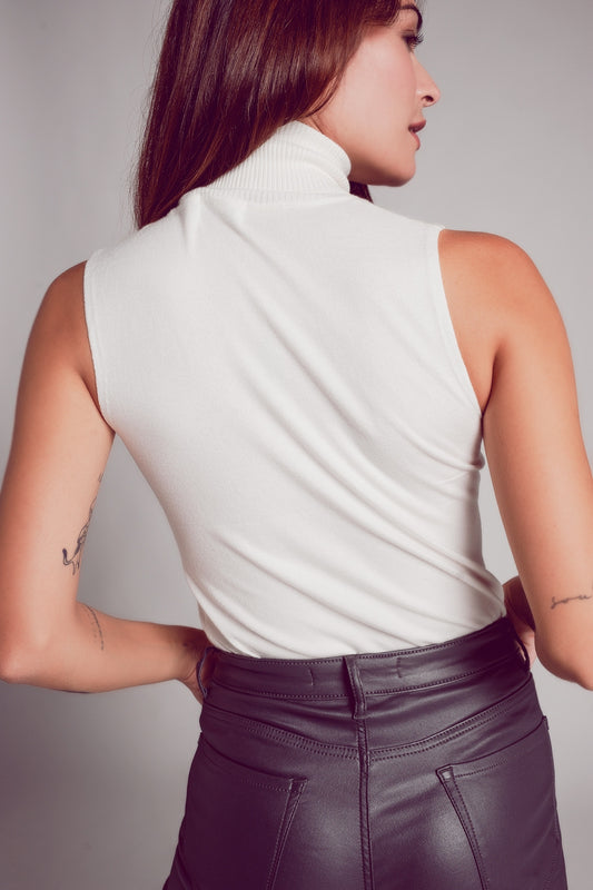 Knitted tank jumper in cream - jumper