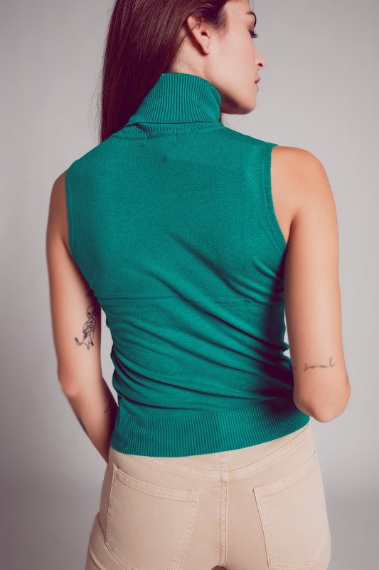 Knitted tank jumper in green - jumper