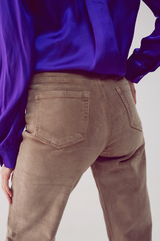 Cropped cord pants in beige - trousers